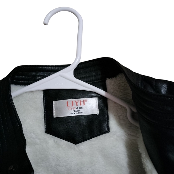 LJYH Size 13/14 Kids Black Leather Jacket - Picture 3 of 4